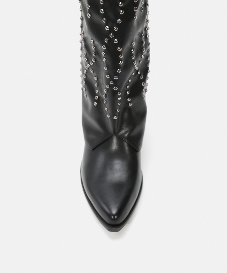 Botas cowboy tacón tachas image number null